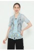 Lyne Halim Blouse Brukat Tangan Pendek Bordir Aplikasi, Biru 8388